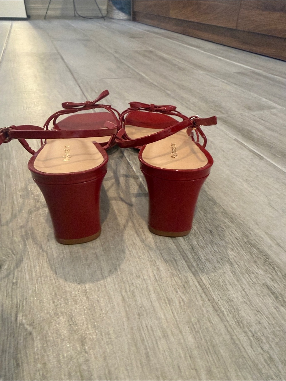 Reformation Cherry Red Patent Slingback Heels - Picture 2 of 4